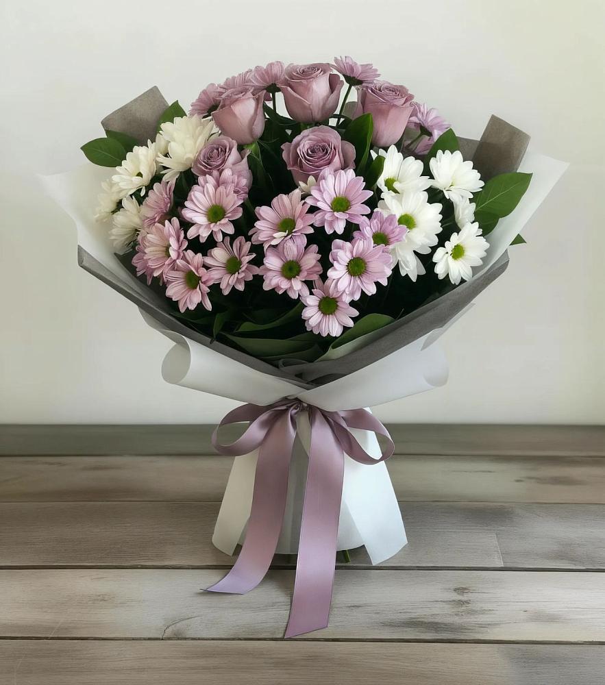 Букет цветов из: Хризантемы и Розы в Ключах Омской области