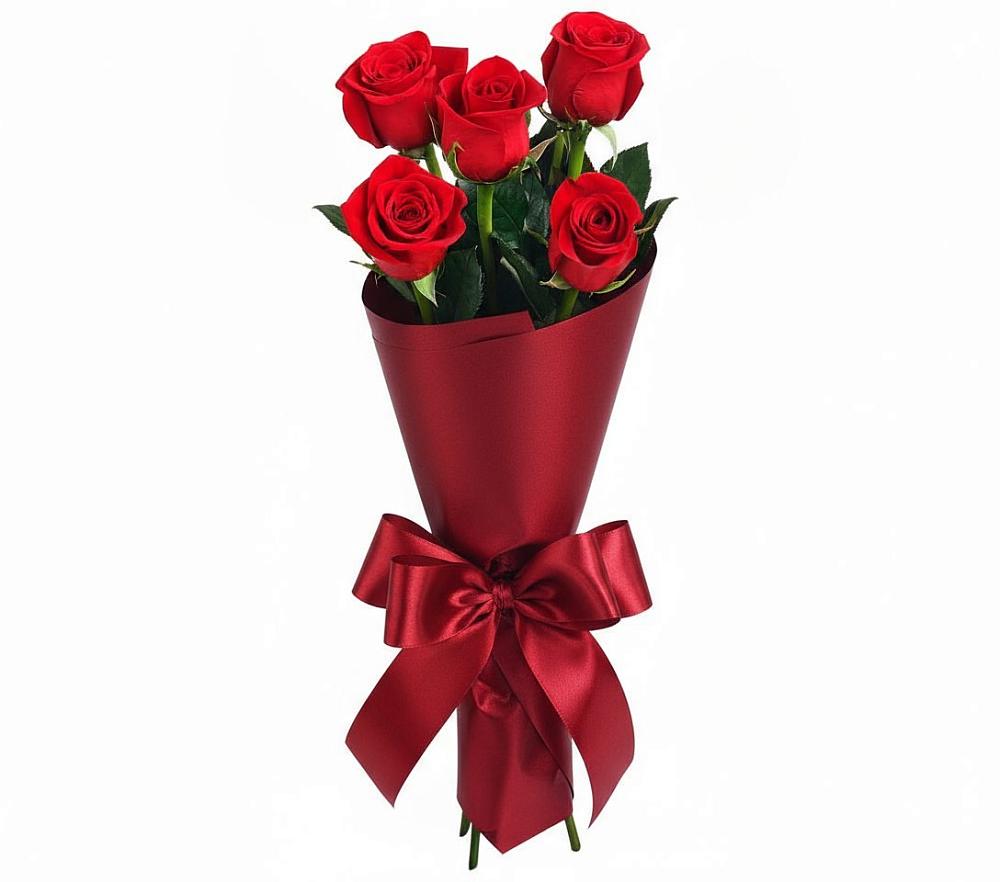 Букет 5 Красных роз Эдлесс Лав в Ключах Омской области