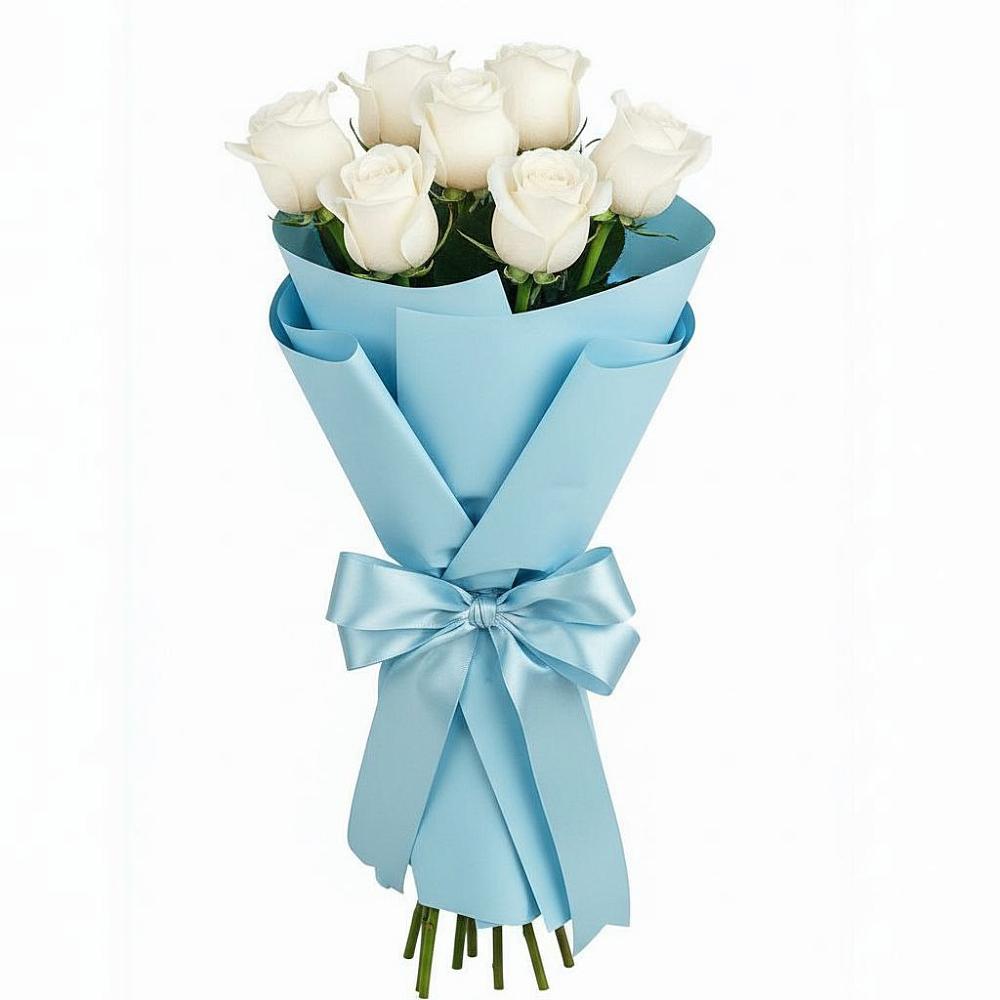 Букет 7 белых роз Проуд в Ключах Омской области