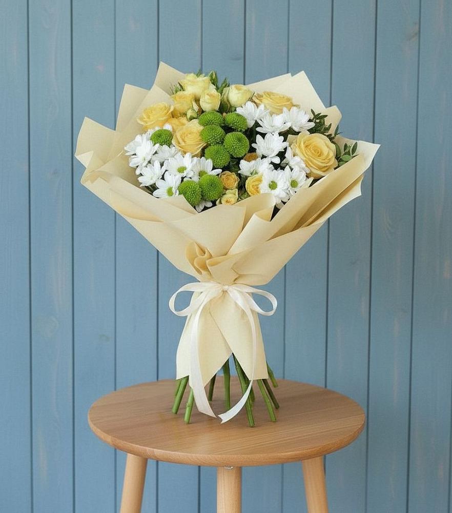 Букет цветов из: Хризантемы и Розы в Ключах Омской области