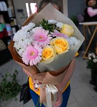 Букет цветов из:  Герберы, Розы и Хризантемы в Ключах Омской области