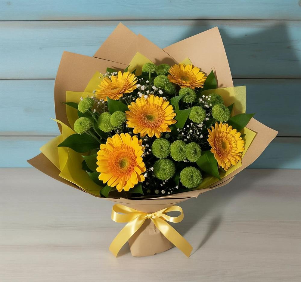 Букет цветов из: Герберы и Хризантемы в Ключах Омской области