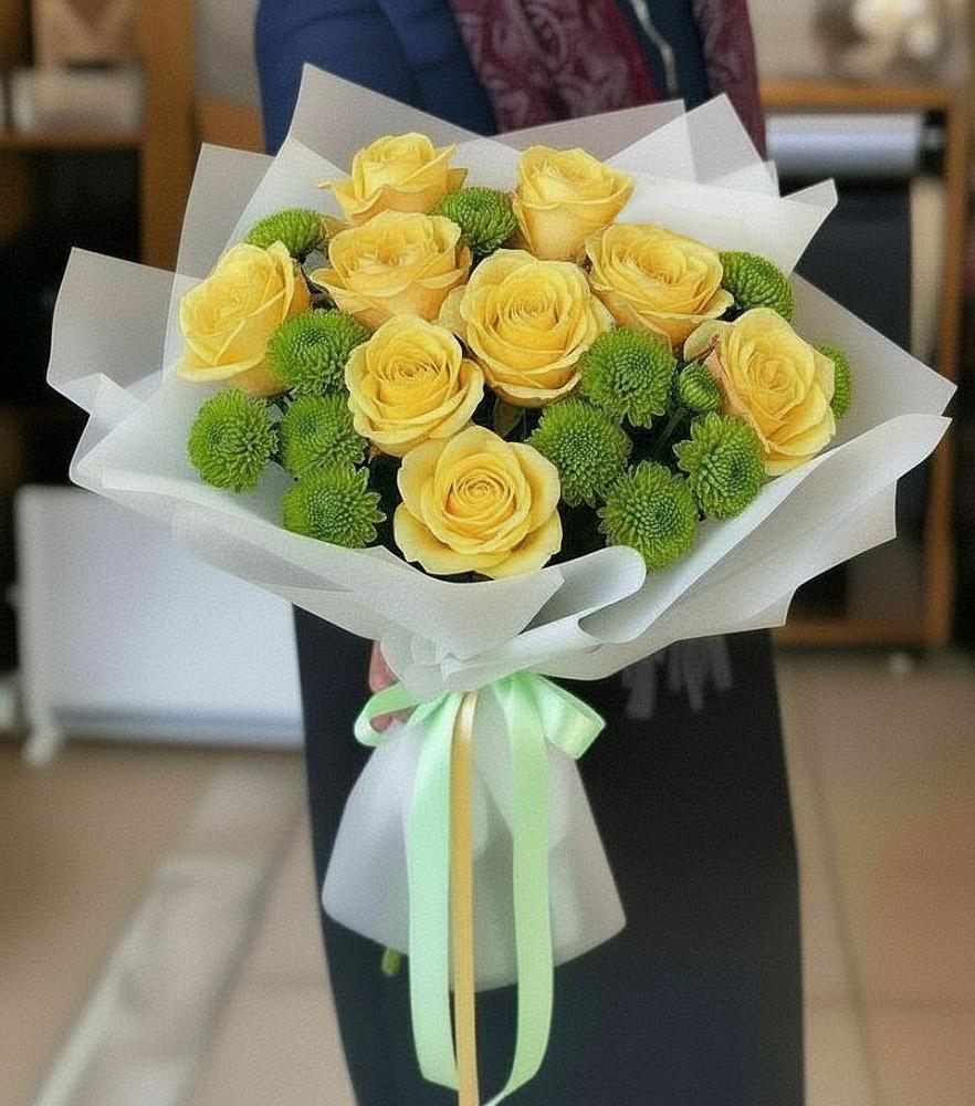 Букет цветов из: Хризантемы и Розы в Ключах Омской области