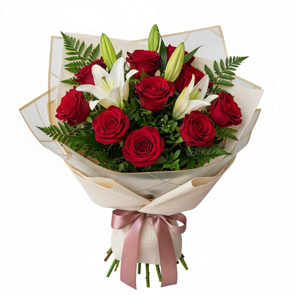 Букет цветов из: Лилии и Розы в Ключах Омской области