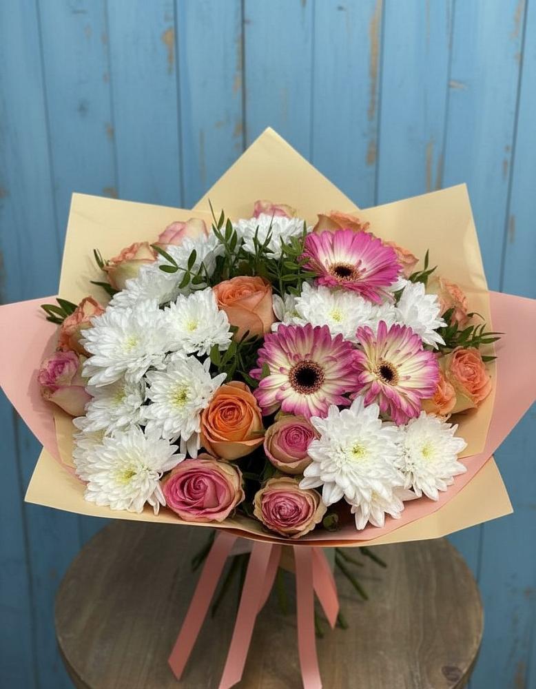 Букет цветов из: Розы, Герберы и Хризантемы в Ключах Омской области