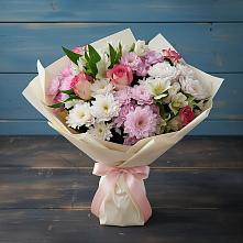 Букет цветов из:  Хризантемы, Альстромерии и Розы в Ключах Омской области