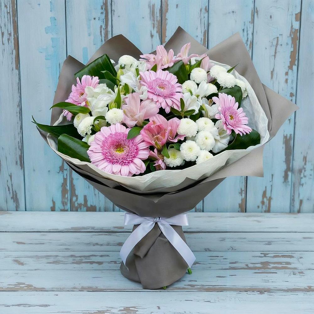 Букет цветов из: Герберы, Альстромерии и Хризантемы в Ключах Омской области