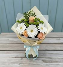 Букет цветов из:  Герберы, Розы и Хризантемы в Ключах Омской области
