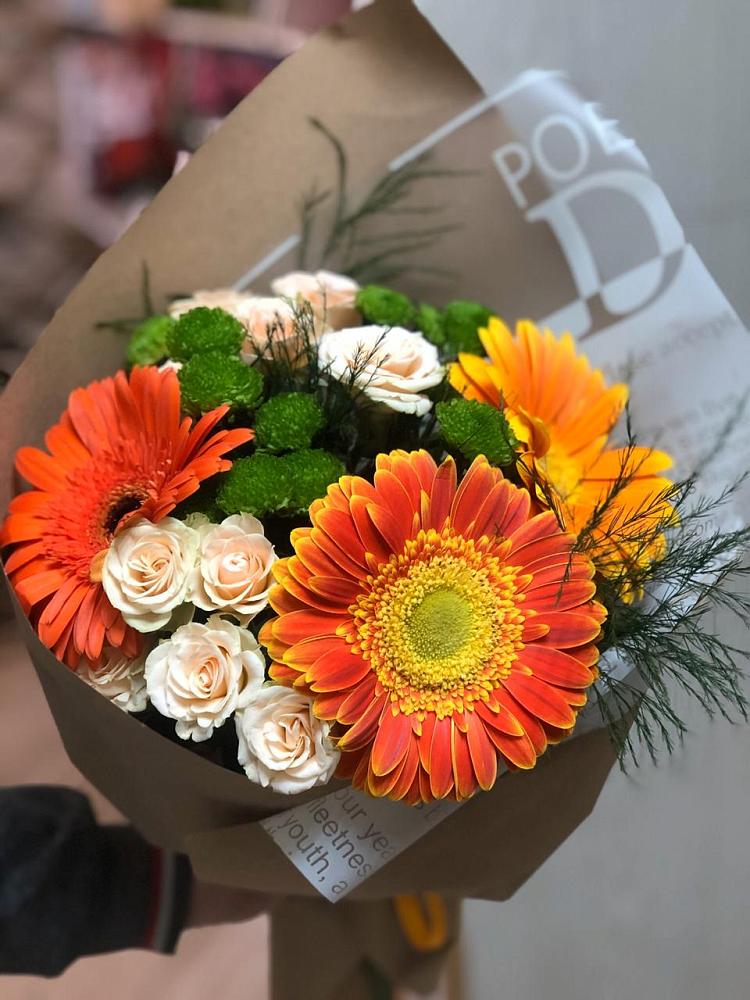Букет цветов из: Герберы, Хризантемы и Розы в Ключах Омской области